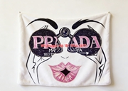 Prada Pop Art Pink Lips Sunglasses Print White Fleece Sofa Throw Blanket IMG_2710